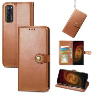 For ZTE Axon 20 5G Solid Color Leather Buckle Phone Case with Lanyard & Photo Frame & Card Slot & Wallet & Stand Function(Brown) (OEM)