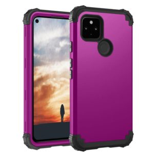 For Google Pixel 5a 3 in 1 Shockproof PC + Silicone Protective Case(Dark Purple + Black) (OEM)