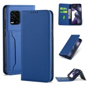 For Xiaomi Mi 10 Lite / 10 Youth 5G Strong Magnetism Shockproof Horizontal Flip Liquid Feel Leather Case with Holder & Card Slots & Wallet(Blue) (OEM)