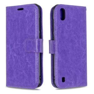 For ZTE Blade A7 2019 Crazy Horse Texture Horizontal Flip Leather Case with Holder & Card Slots & Wallet & Photo Frame(Purple) (OEM)