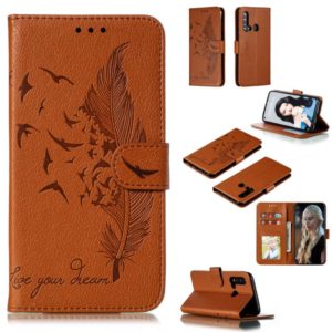 Feather Pattern Litchi Texture Horizontal Flip Leather Case with Wallet & Holder & Card Slots For Huawei P20 Lite (2019) / Nova 5i(Brown) (OEM)