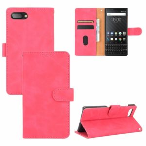 For BlackBerry KEY2 Solid Color Skin Feel Magnetic Buckle Horizontal Flip Calf Texture PU Leather Case with Holder & Card Slots & Wallet(Rose Red) (OEM)