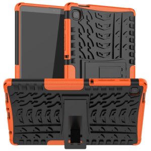 For Samsung Galaxy Tab A7 Lite Tire Texture Shockproof TPU+PC Protective Case with Holder(Orange) (OEM)