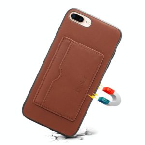 For iPhone 7 Plus / 8 Plus Denior V3 Luxury Car Cowhide Leather Protective Case with Holder & Card Slot(Brown) (Denior) (OEM)