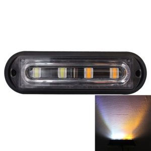 12W 720LM 4-LED White + Yellow Light 18 Flash Patterns Car Strobe Emergency Warning Light Lamp, DC 12V (OEM)