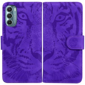 For Motorola Moto G Stylus 5G 2022 Tiger Embossing Pattern Horizontal Flip Leather Phone Case(Purple) (OEM)