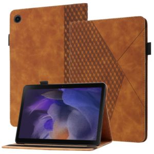 For Samsung Galaxy Tab A8 10.5 2021 X200/X205 Rhombus Skin Feel Horizontal Flip Tablet Leather Case with Card Slots & Holder(Brown) (OEM)
