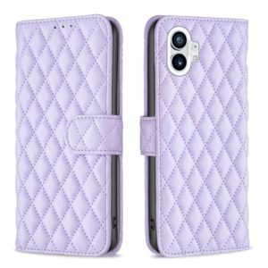 For Nothing Phone 1 Diamond Lattice Wallet Leather Flip Phone Case(Purple) (OEM)