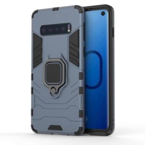 PC + TPU Shockproof Protective Case for Samsung Galaxy S10, with Magnetic Ring Holder(Navy Blue) (OEM)