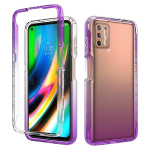 For Motorola Moto G9 Plus Shockproof High Transparency Two-color Gradual Change PC+TPU Candy Colors Phone Protective Case(Purple) (OEM)