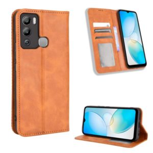 For Infinix Hot 12i Magnetic Buckle Retro Texture Leather Phone Case(Brown) (OEM)