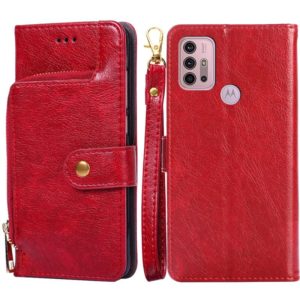 For Motorola Moto G30 Zipper Bag PU + TPU Horizontal Flip Leather Case with Holder & Card Slot & Wallet & Lanyard(Red) (OEM)