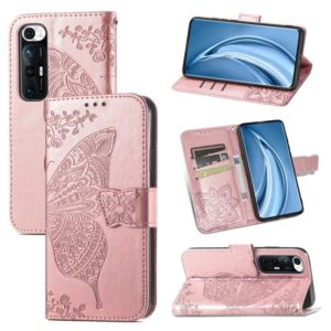 For Xiaomi Mi 10S Butterfly Love Flowers Embossed Horizontal Flip Leather Case with Holder & Card Slots & Wallet & Lanyard(Rose Gold) (OEM)