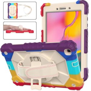For Samsung Galaxy Tab A 8.0 (2019)T290/T295 Contrast Color Robot Shockproof Silicon + PC Protective Case with Holder & Shoulder Strap(Colorful Red) (OEM)