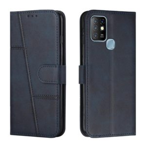 For Infinix Hot 10 Stitching Calf Texture Buckle Leather Phone Case(Blue) (OEM)