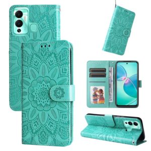For Infinix Hot 12 Play Embossed Sunflower Leather Phone Case(Green) (OEM)
