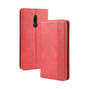 For Xiaomi Redmi 8 Magnetic Buckle Retro Crazy Horse Texture Horizontal Flip Leather Case with Holder & Card Slots & Photo Frame(Red) (OEM)