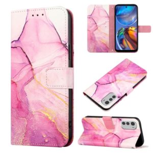 For Motorola Moto E32 Marble Pattern Flip Leather Phone Case(Pink Purple Gold LS001) (OEM)