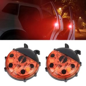 2pcs Ladybug Shape Car Door Anti-collision Colorful Warning Light(Red) (OEM)