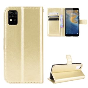 For ZTE Blade A31 Crazy Horse Texture Horizontal Flip Leather Case with Holder & Card Slots & Lanyard(Gold) (OEM)