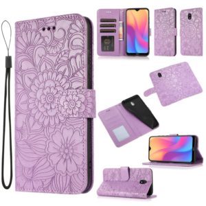 For Xiaomi Redmi 8A Skin Feel Embossed Sunflower Horizontal Flip Leather Case with Holder & Card Slots & Wallet & Lanyard(Purple) (OEM)