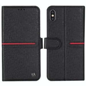 For iPhone XS / X GEBEI Top-grain Leather Horizontal Flip Protective Case with Holder & Card Slots & Wallet & Photo Frame(Black) (GEBEI) (OEM)