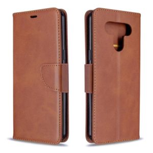 For LG K51 Retro Lambskin Texture Pure Color Horizontal Flip PU Leather Case with Holder & Card Slots & Wallet & Lanyard(Brown) (OEM)