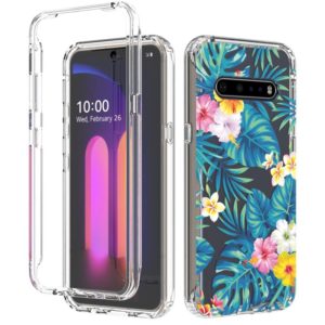 For LG V60 ThinQ 5G 2 in 1 High Transparent Painted Shockproof PC + TPU Protective Case(Banana Leaf) (OEM)