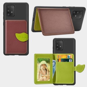 For Galaxy S10 Lite / A91 Leaf Buckle Litchi Texture Card Holder PU + TPU Case with Card Slot & Wallet & Holder & Photo Frame(Brown) (OEM)