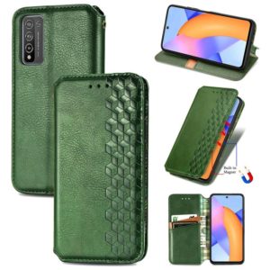 For Huawei Honor 10 X Lite Cubic Grid Pressed Horizontal Flip Magnetic PU Leather Case with Holder & Card Slots & Wallet(Green) (OEM)
