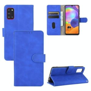 For Samsung Galaxy A31 Solid Color Skin Feel Magnetic Buckle Horizontal Flip Calf Texture PU Leather Case with Holder & Card Slots & Wallet(Blue) (OEM)