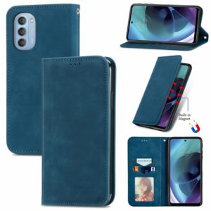 For Motorola Moto G51 Retro Skin Feel Magnetic Horizontal Flip Leather Phone Case(Blue) (OEM)