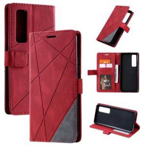For Huawei nova 7 Pro 5G Skin Feel Splicing Horizontal Flip Leather Case with Holder & Card Slots & Wallet & Photo Frame(Red) (OEM)