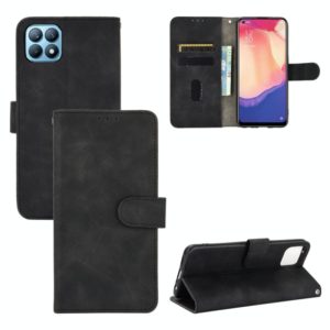 For OPPO Reno4 SE Solid Color Skin Feel Magnetic Buckle Horizontal Flip Calf Texture PU Leather Case with Holder & Card Slots & Wallet(Black) (OEM)