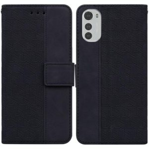 For Motorola Moto E32 Geometric Embossed Leather Phone Case(Black) (OEM)