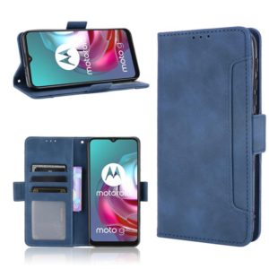 For Motorola Moto G10 Skin Feel Calf Pattern Horizontal Flip Leather Case with Holder & Card Slots & Photo Frame(Blue) (OEM)