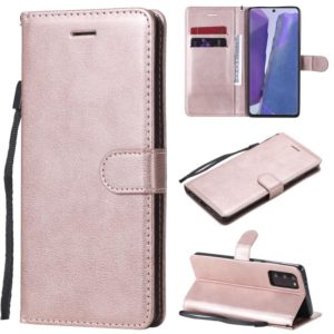 For Samsung Galaxy Note20 Solid Color Horizontal Flip PU Leather Case with Holder & Card Slots & Wallet & Lanyard(Rose Gold) (OEM)