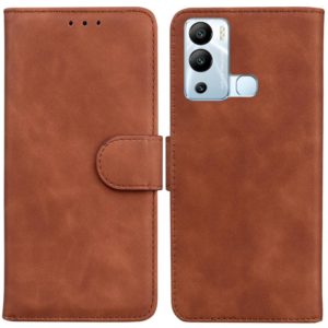 For Infinix Hot 12i Skin Feel Pure Color Flip Leather Phone Case(Brown) (OEM)