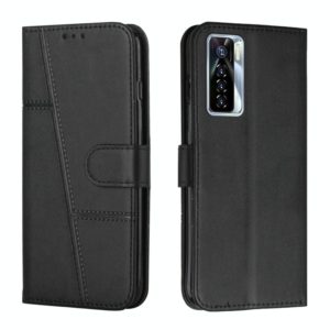 For Tecno Camon 17 Pro Stitching Calf Texture Buckle Leather Phone Case(Black) (OEM)