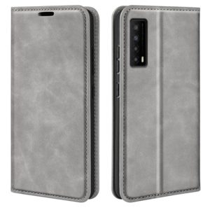 For TCL Stylus 5G Retro-skin Magnetic Suction Leather Phone Case(Grey) (OEM)