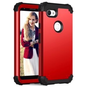 For Google Pixel 3a 3 in 1 Shockproof PC + Silicone Protective Case(Red + Black) (OEM)