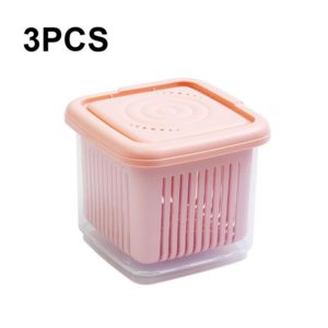 3 PCS Can Be Separated and Drained Fresh Keeping Box, Color: Pink Large (OEM)