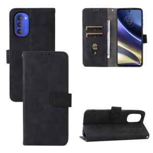 For Motorola Moto G51 5G Skin Feel Magnetic Flip Leather Phone Case(Black) (OEM)