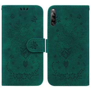 For Sony Xperia L4 Butterfly Rose Embossed Leather Phone Case(Green) (OEM)