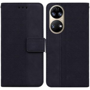 For Huawei P50 Geometric Embossed Leather Phone Case(Black) (OEM)