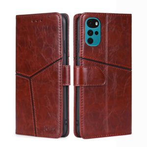 For Motorola Moto G22 Geometric Stitching Horizontal Flip Leather Phone Case(Dark Brown) (OEM)
