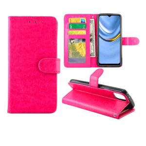 For Honor Play 20 Crazy Horse Texture Leather Horizontal Flip Protective Case with Holder & Card Slots & Wallet & Photo Frame(Magenta) (OEM)