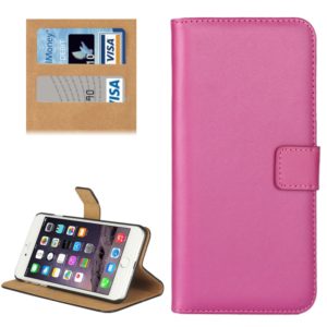 For iPhone 8 Plus & 7 Plus Genuine Split Horizontal Flip Leather Case with Holder & Card Slots & Wallet(Magenta) (OEM)