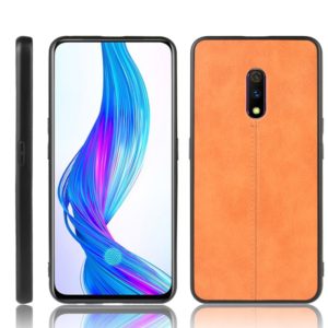 For Oppo Realme X Shockproof Sewing Cow Pattern Skin PC + PU + TPU Case(Orange) (OEM)
