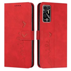 For Tecno Pova 2 Skin Feel Heart Pattern Leather Phone Case(Red) (OEM)